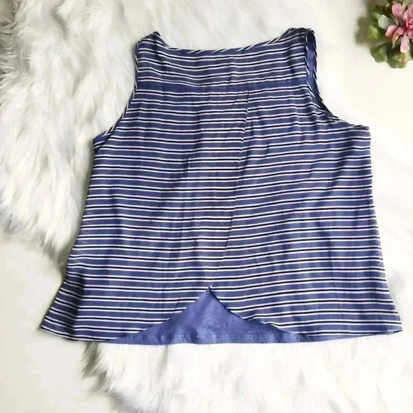 Loft Blue Striped Tank with Butterfly Open Back - Picture 3 of 7